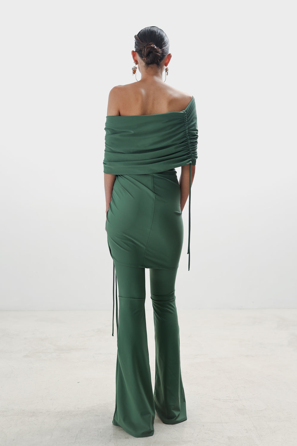 Off shoulders top SATYA & Full length trousers OTHILA sea green